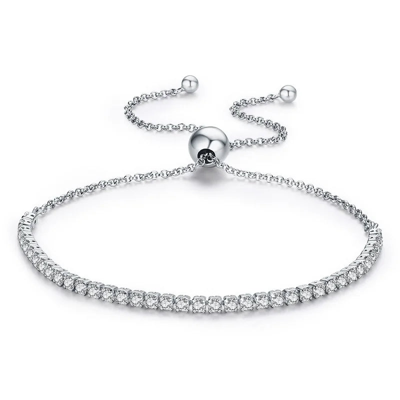 Tennis Bracelet | 18K Gold Plated, CZ Stones, 925 Sterling Silver Adjustable (GDTC Certified)