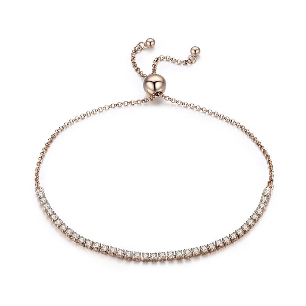 Tennis Bracelet | 18K Gold Plated, CZ Stones, 925 Sterling Silver Adjustable (GDTC Certified)