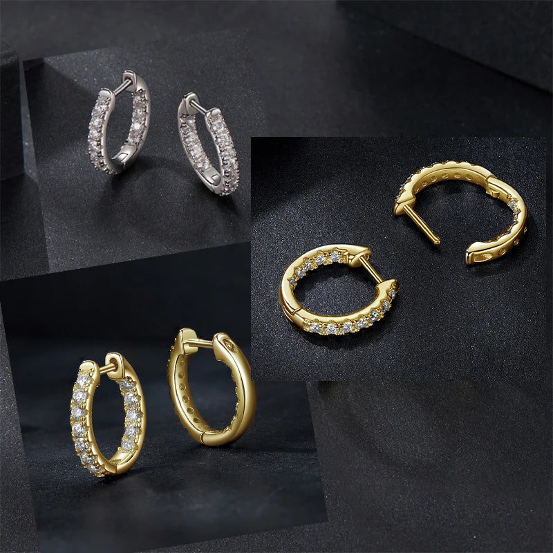 Moissanite Hoop Earrings | 925 Silver, Gold-Plated