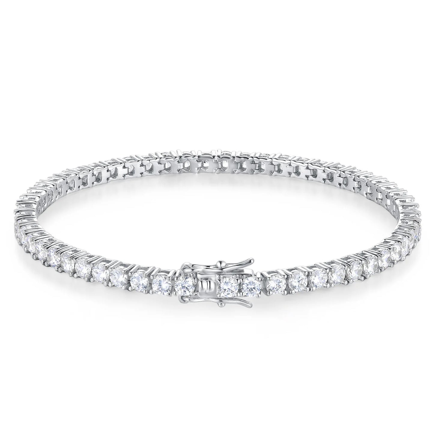 Moissanite Tennis Bracelet | 925 Silver, D Color VVS1, Classic Single Row