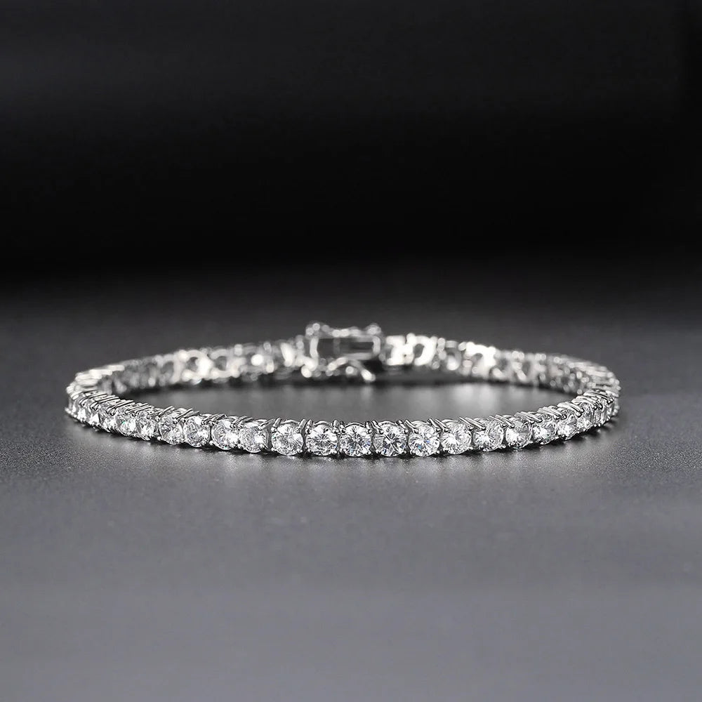 Moissanite Tennis Bracelet | 925 Silver, D Color VVS1, Classic Single Row