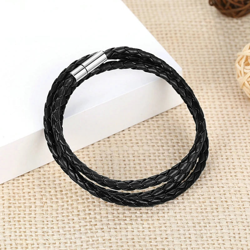 PU Leather Wrap Bracelet | Multi-Layer, 60 cm, Magnetic Clasp, Unisex