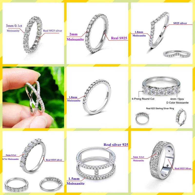 Moissanite Full Eternity Ring Band | 925 Sterling Silver, 2–3 mm