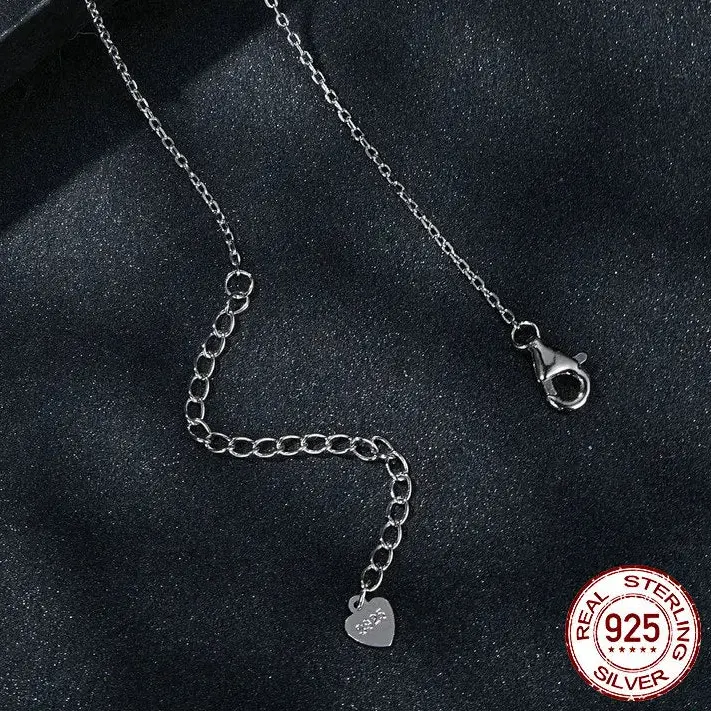 Adjustable lobster clasp and heart tag detail of 925 sterling silver necklace – OmniVivo