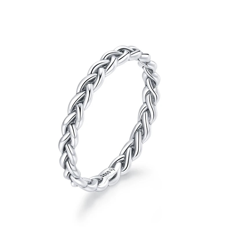 925 Sterling Silver Braided Rope Twisted Band Ring | Stackable Eternity