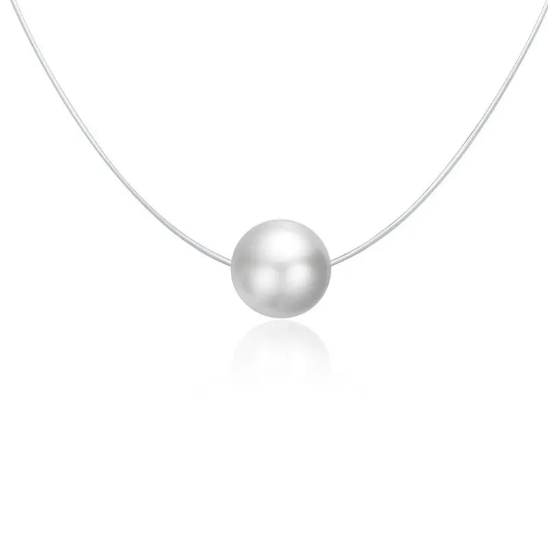 Invisible Chain Necklace | 925 Sterling Silver, Zircon Pendant