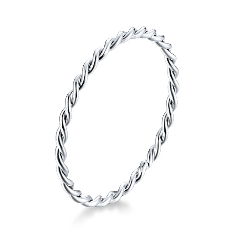 925 Sterling Silver Braided Rope Twisted Band Ring | Stackable Eternity
