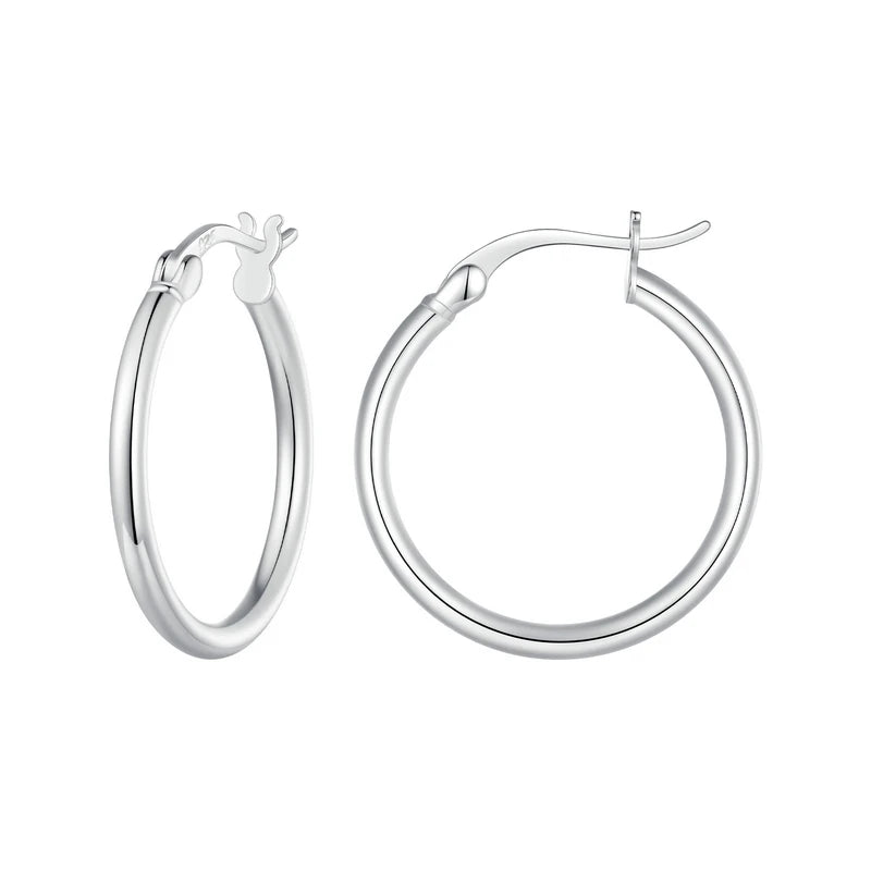 Bold Hoop Earrings | 925 Sterling Silver, 14K White Gold Plated