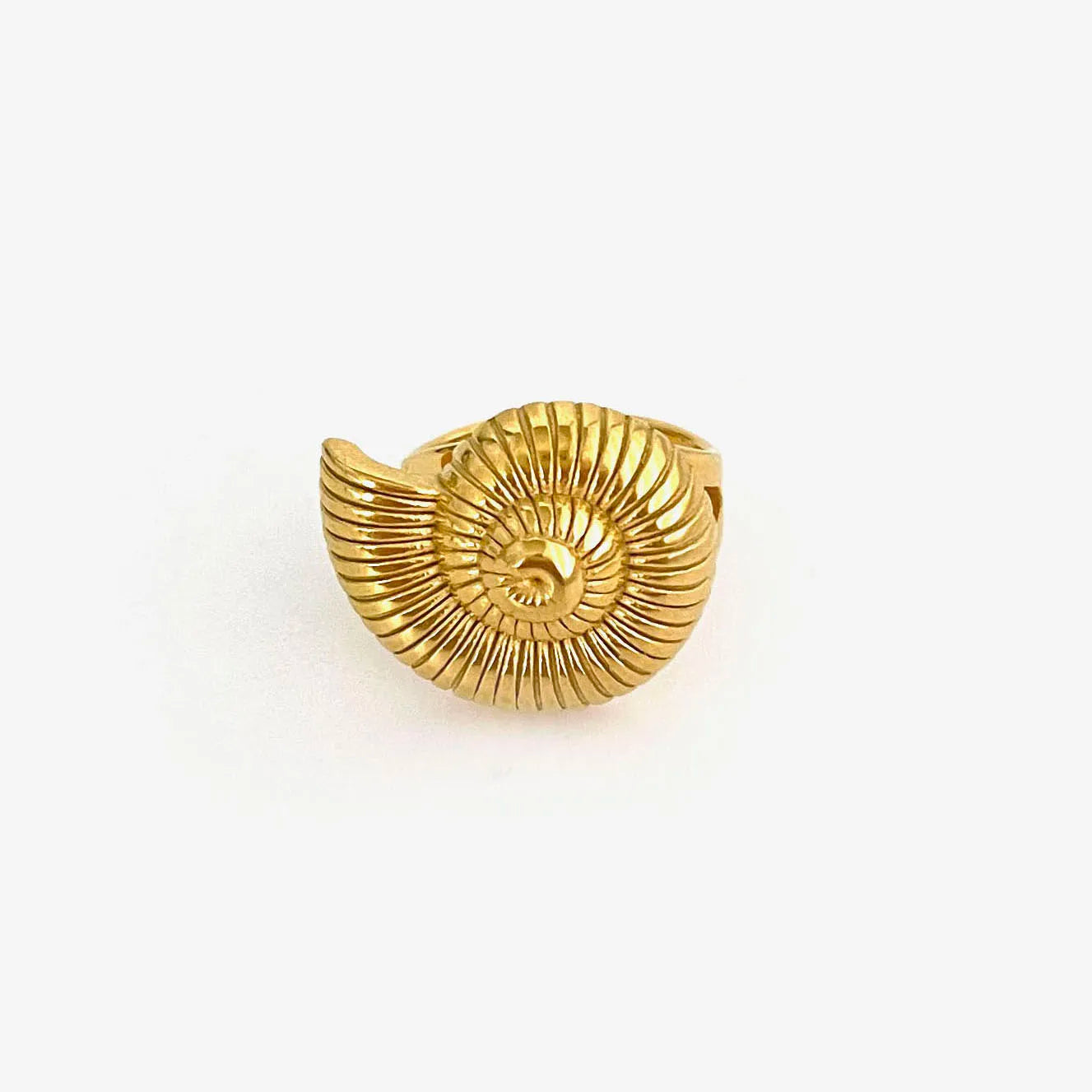 Conch Croissant Open Ring | Stainless Steel, 18K Gold Plated