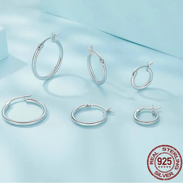 Bold Hoop Earrings | 925 Sterling Silver, 14K White Gold Plated