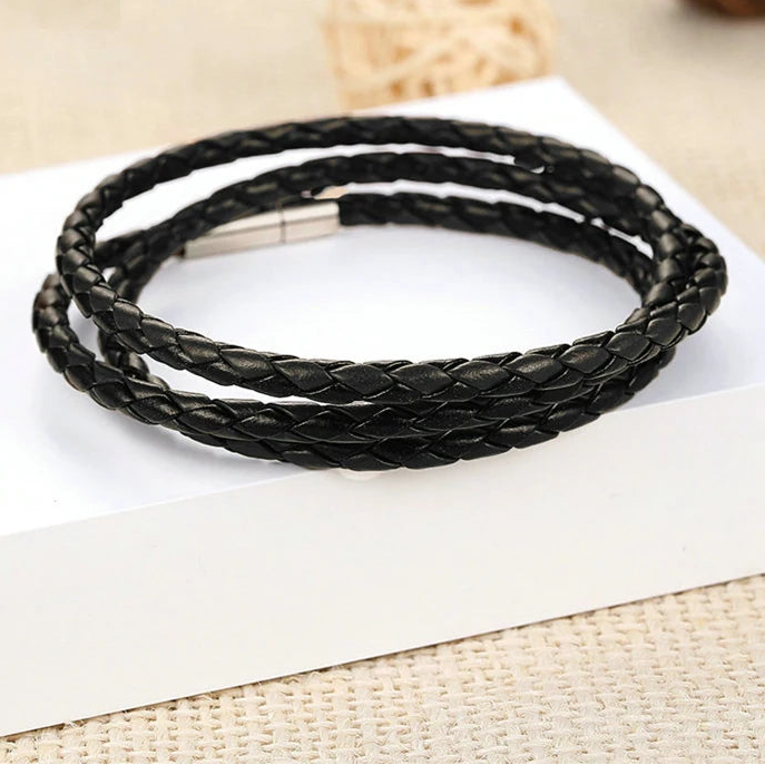 PU Leather Wrap Bracelet | Multi-Layer, 60 cm, Magnetic Clasp, Unisex