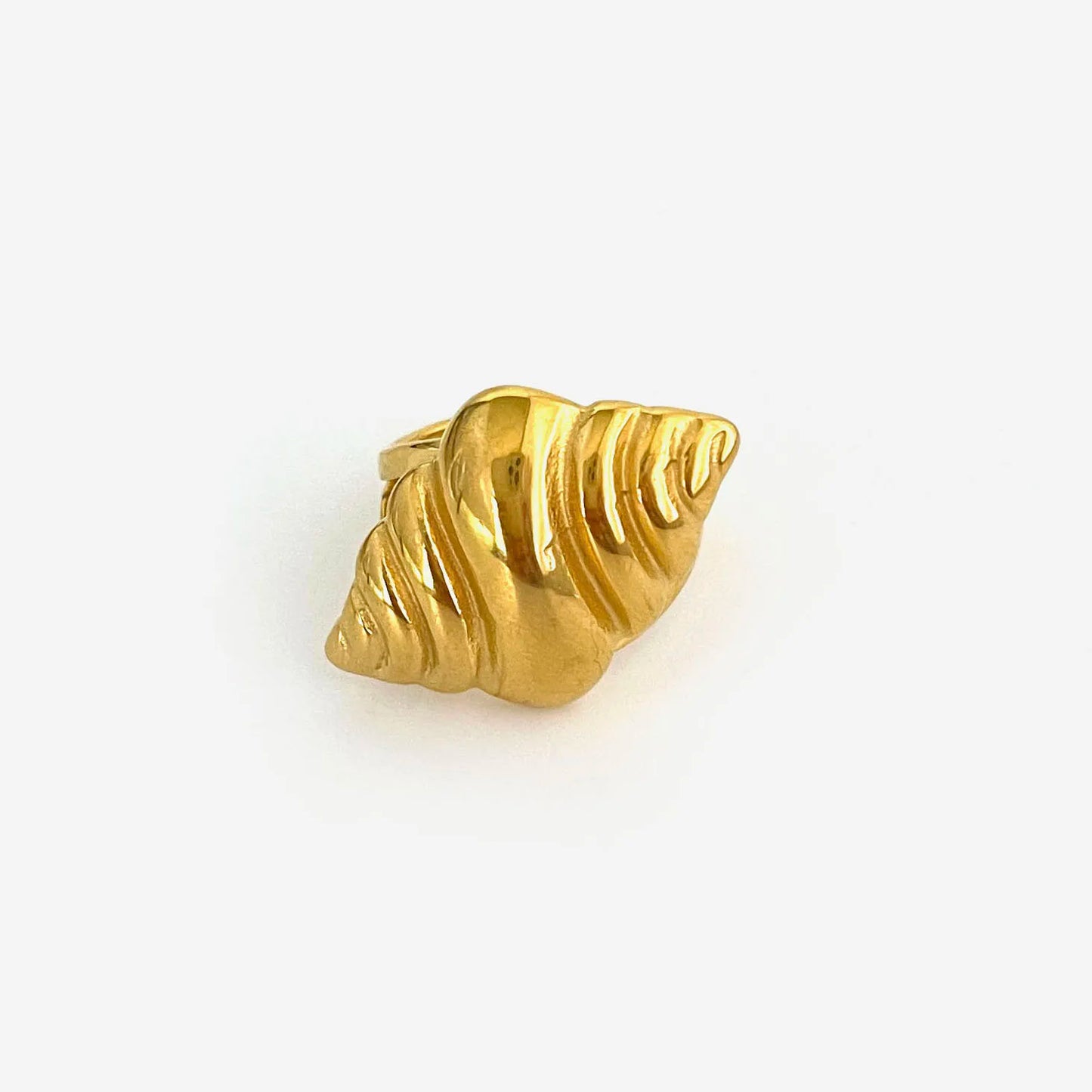 Conch Croissant Open Ring | Stainless Steel, 18K Gold Plated