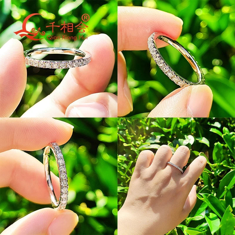 Moissanite Full Eternity Ring Band | 925 Sterling Silver, 2–3 mm