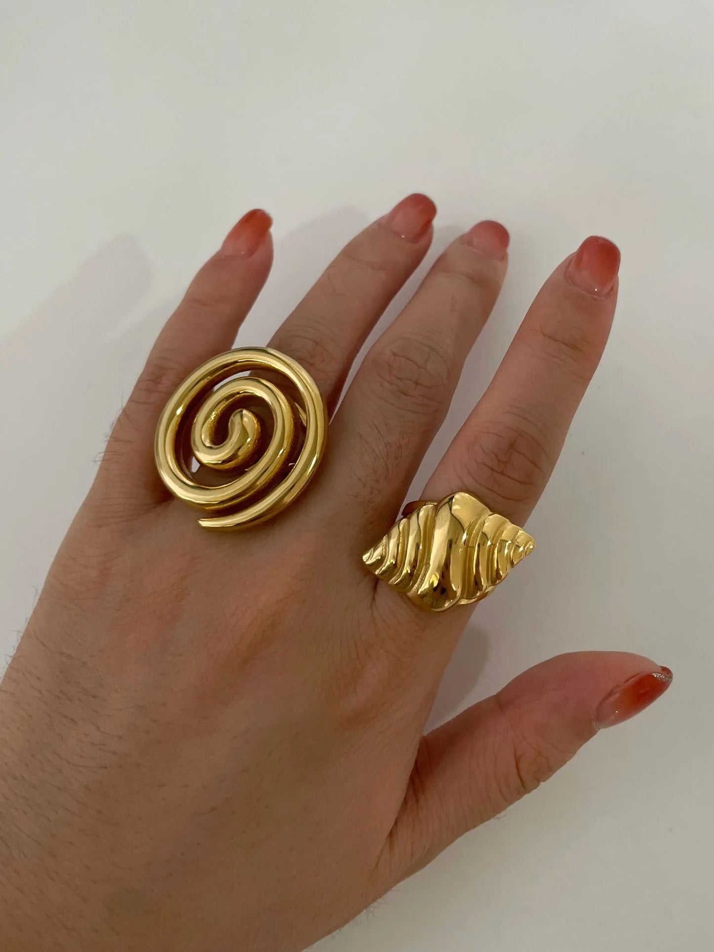 Conch Croissant Open Ring | Stainless Steel, 18K Gold Plated