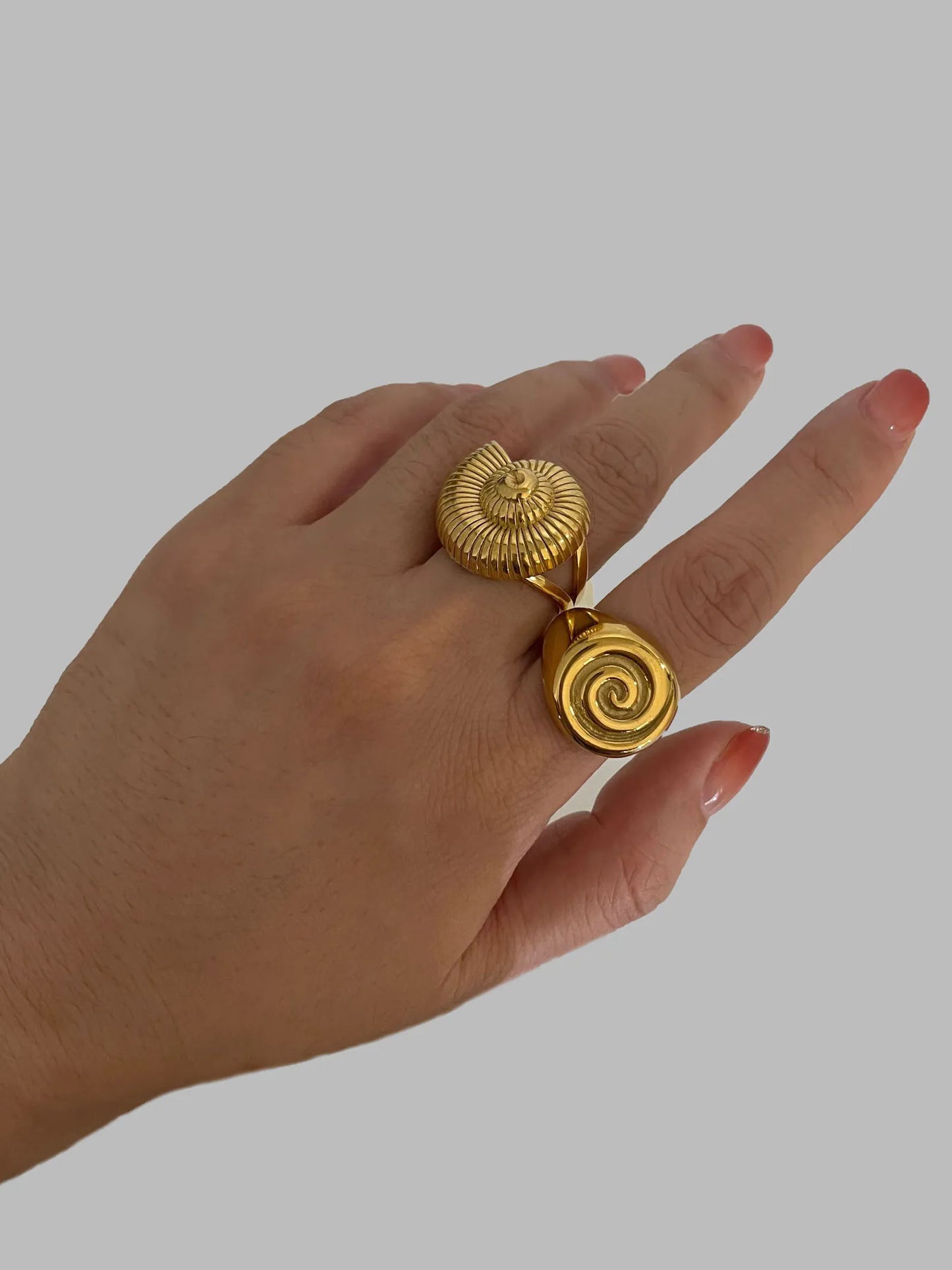 Conch Croissant Open Ring | Stainless Steel, 18K Gold Plated