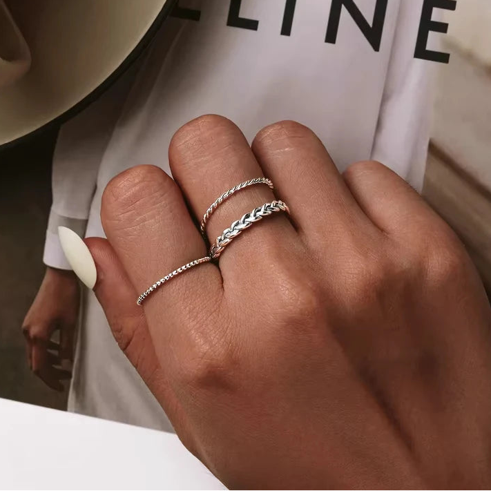 925 Sterling Silver Braided Rope Twisted Band Ring | Stackable Eternity