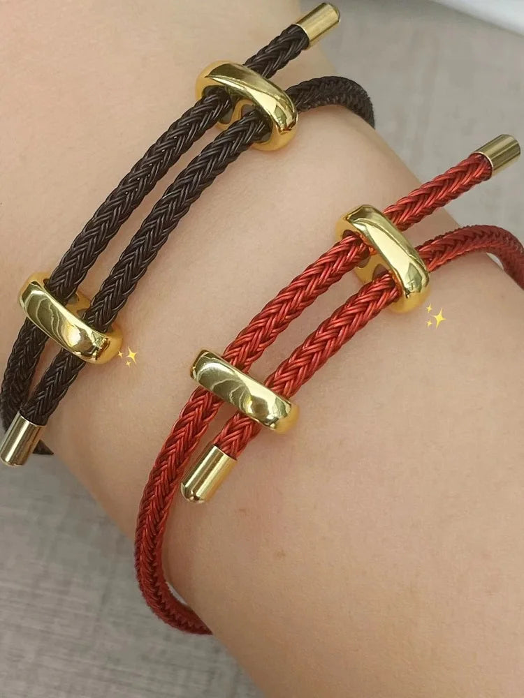 Braided Rope Bracelet | Adjustable, Stainless Steel Charms, Unisex