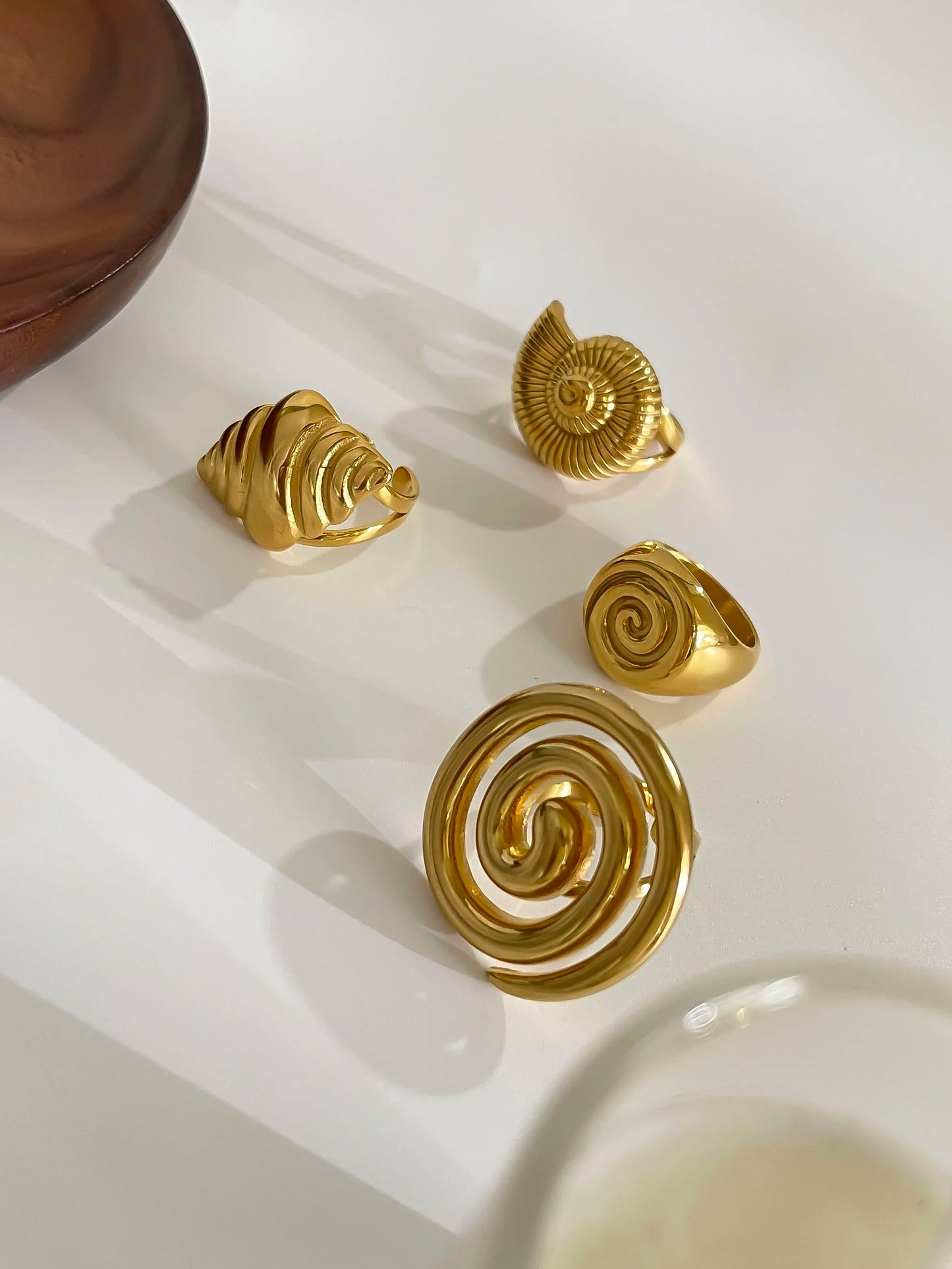 Conch Croissant Open Ring | Stainless Steel, 18K Gold Plated