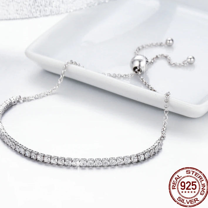 Tennis Bracelet | 18K Gold Plated, CZ Stones, 925 Sterling Silver Adjustable (GDTC Certified)