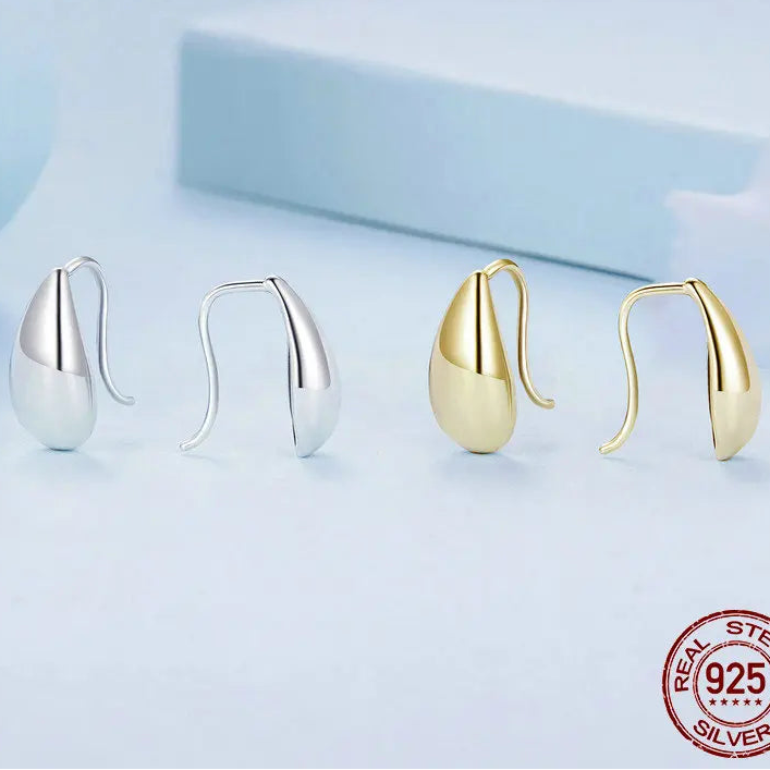 Teardrop Earrings | 925 Sterling Silver, Glossy Waterdrop Design