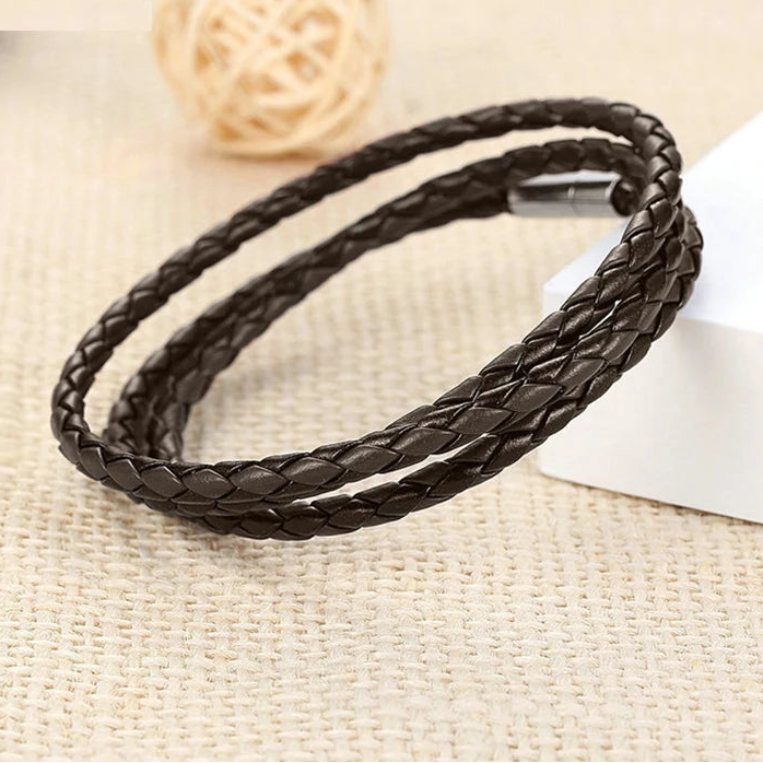 PU Leather Wrap Bracelet | Multi-Layer, 60 cm, Magnetic Clasp, Unisex