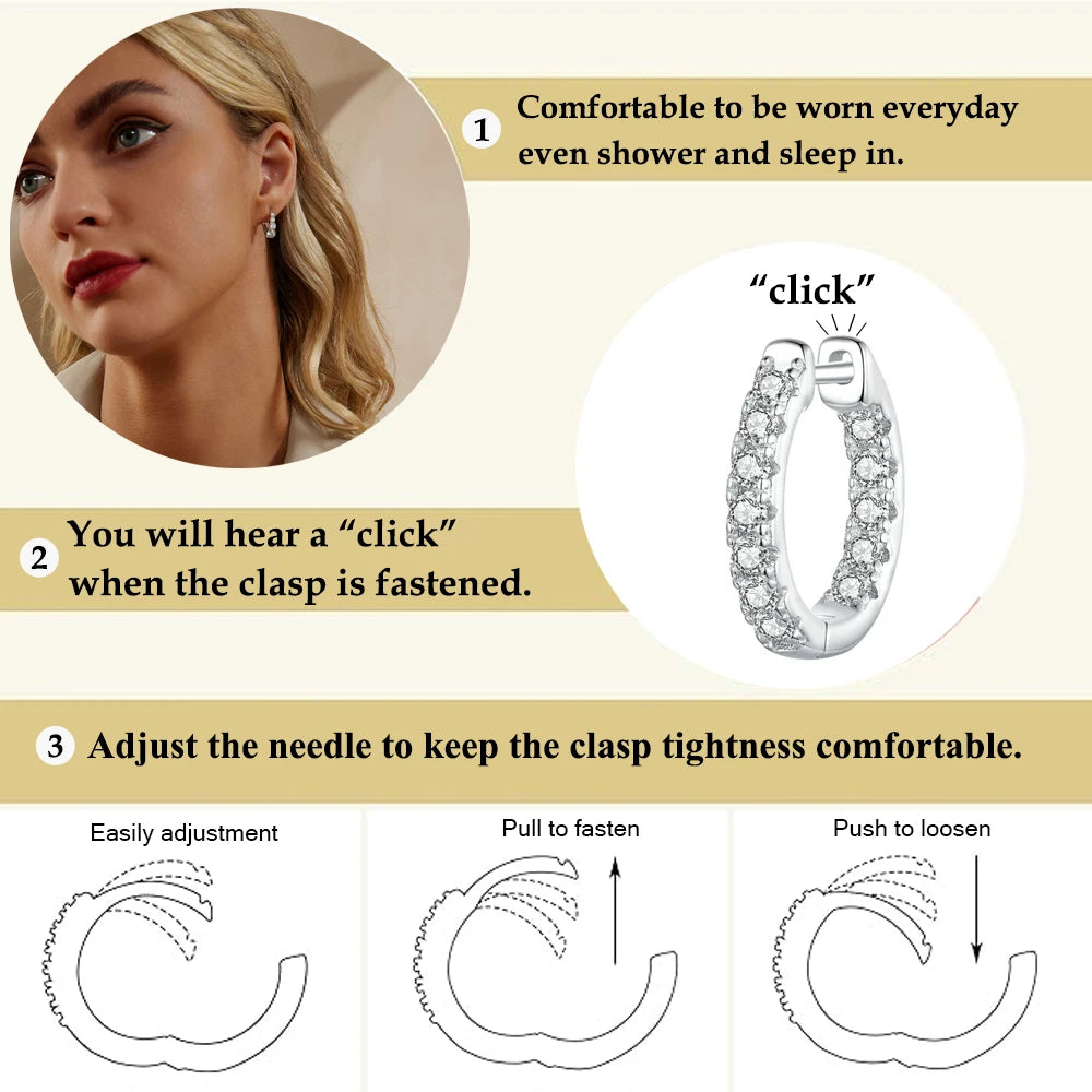 Moissanite Hoop Earrings | 925 Silver, Gold-Plated