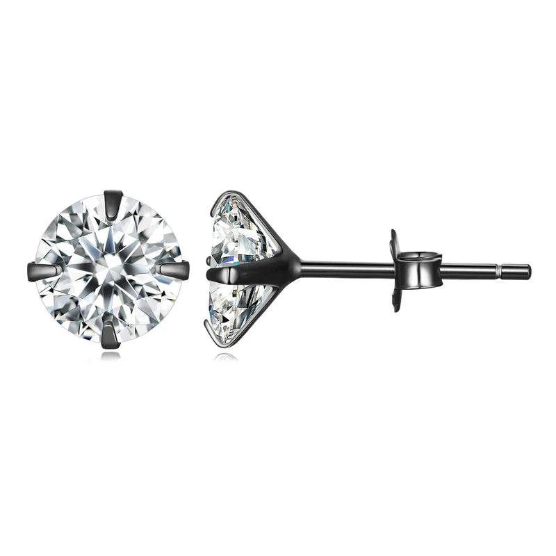 CZ Stud Earrings | 925 Sterling Silver, Platinum Plated, 4–7mm