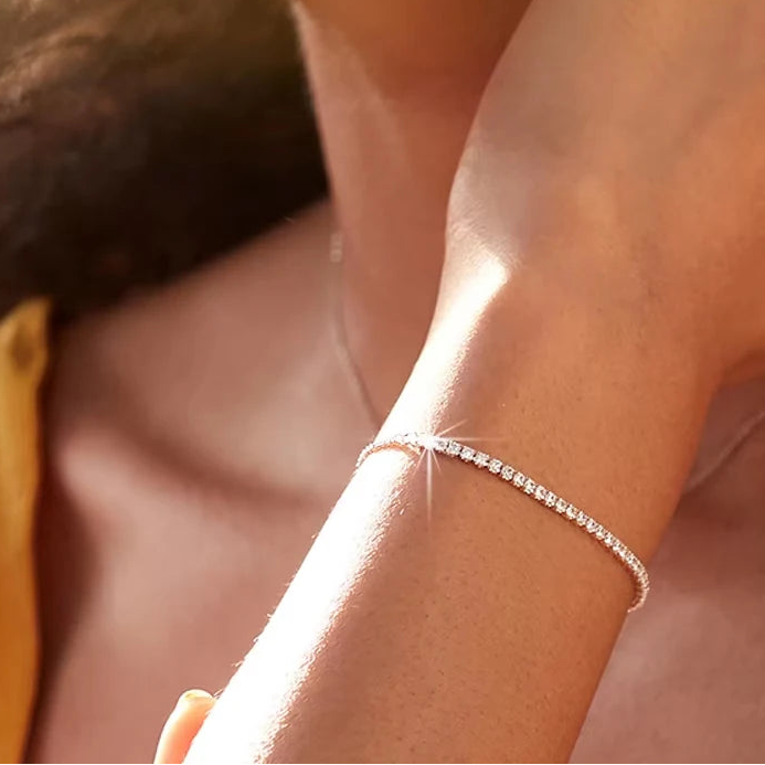 Tennis Bracelet | 18K Gold Plated, CZ Stones, 925 Sterling Silver Adjustable (GDTC Certified)