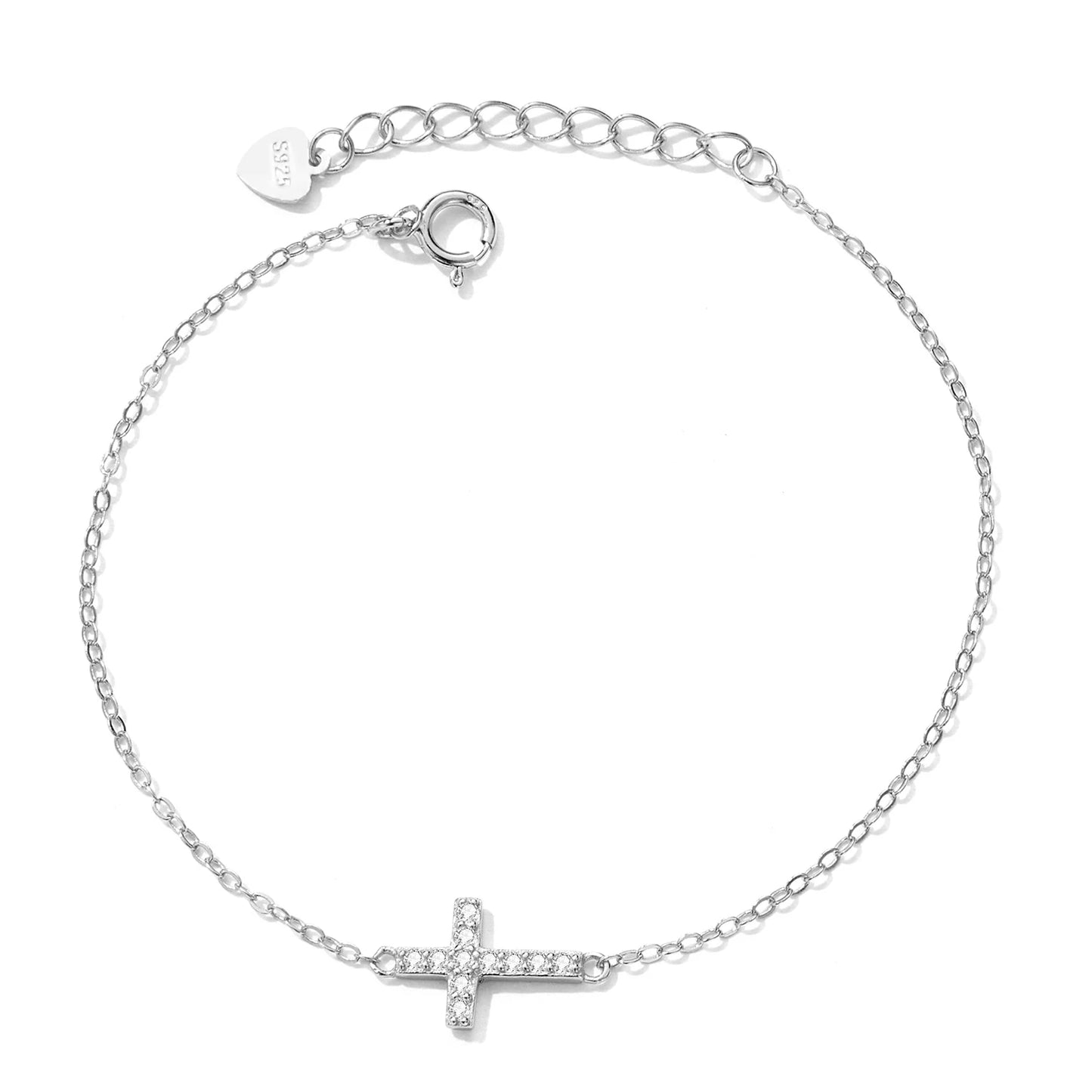 Adjustable Cross Bracelet | 925 Sterling Silver, 14K Gold Plated, Zircon