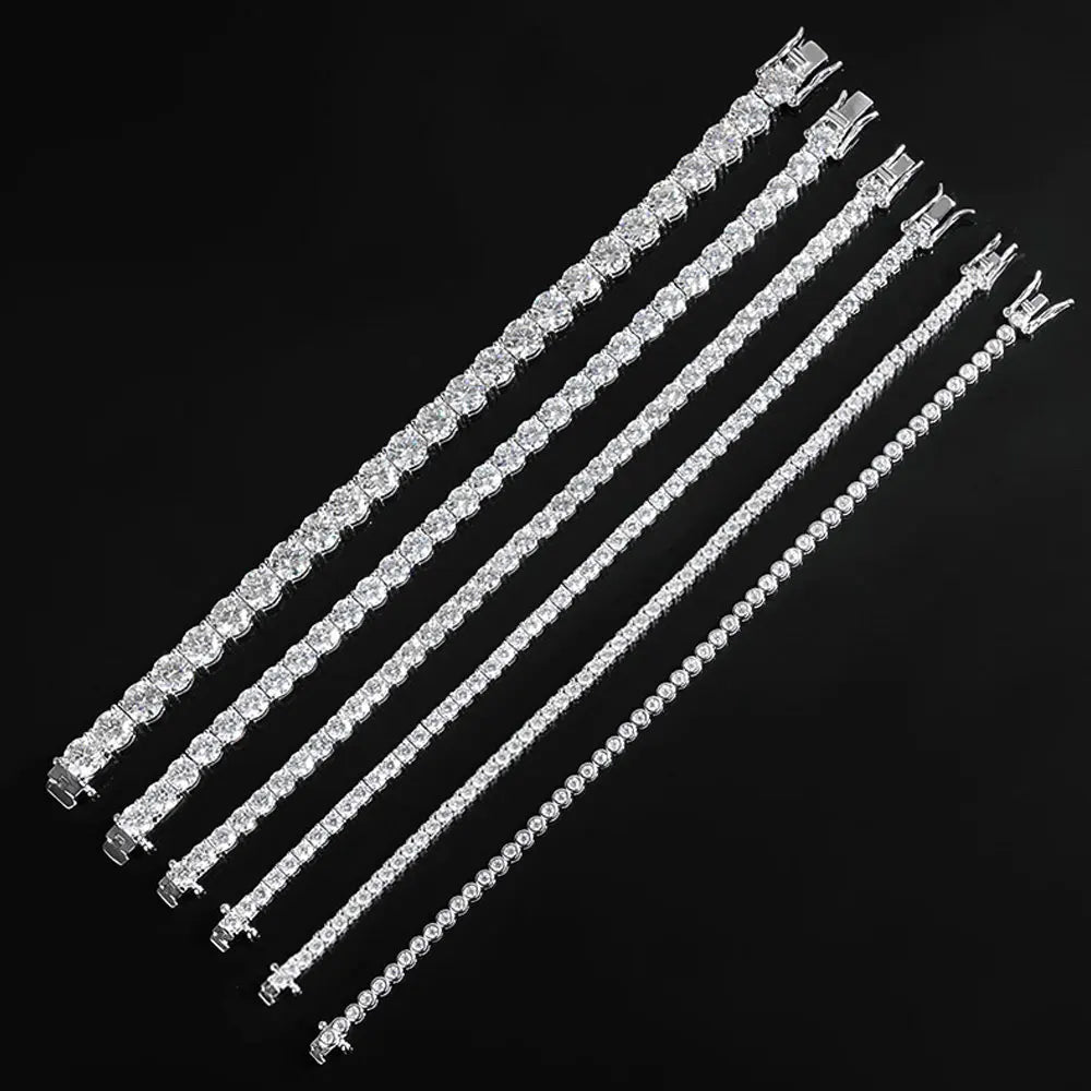 Moissanite Tennis Bracelet | 925 Silver, D Color VVS1, Classic Single Row