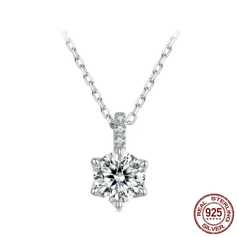 1ct D color VVS1 moissanite solitaire pendant necklace in 925 sterling silver on an O-chain