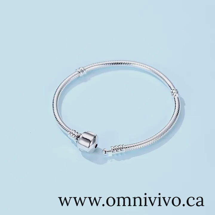 "3 mm snake chain bangle bracelet crafted in authentic 925 sterling silver, adjustable 17–20 cm, high polish finish, elegant gift-ready design — OmniVivo"
