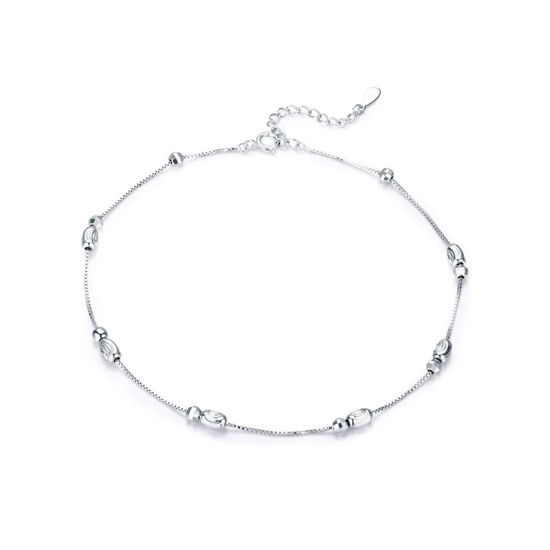 Size chart for 925 sterling silver bead anklet — 24 cm length, ~2.3 g, diagram on white background — OmniVivo
